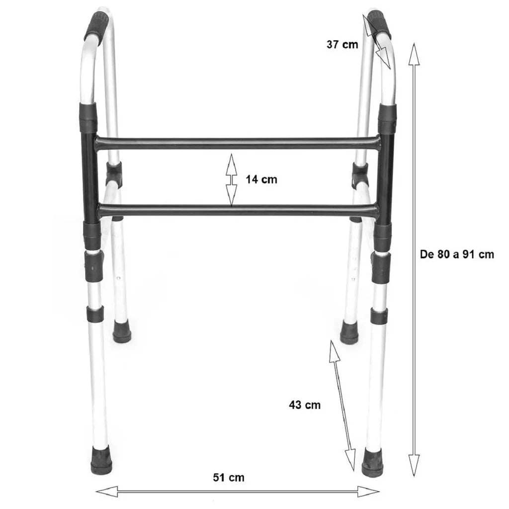 Andador Adulto Fixo Duas Barras De Alumínio - Idosos