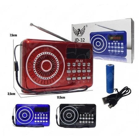 Rádio Fm Portátil / Bluetooth /Mp3 / Pendrive/ Som Alto e Saída Auxiliar