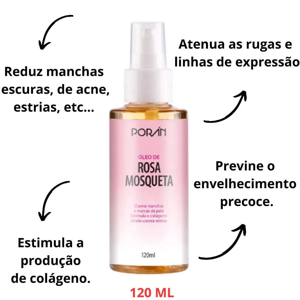 Kit Corporal Rosa Mosqueta Óleo Anti Manchas e Estrias 120ml + Esfoliante Regenerador Corporal 500g