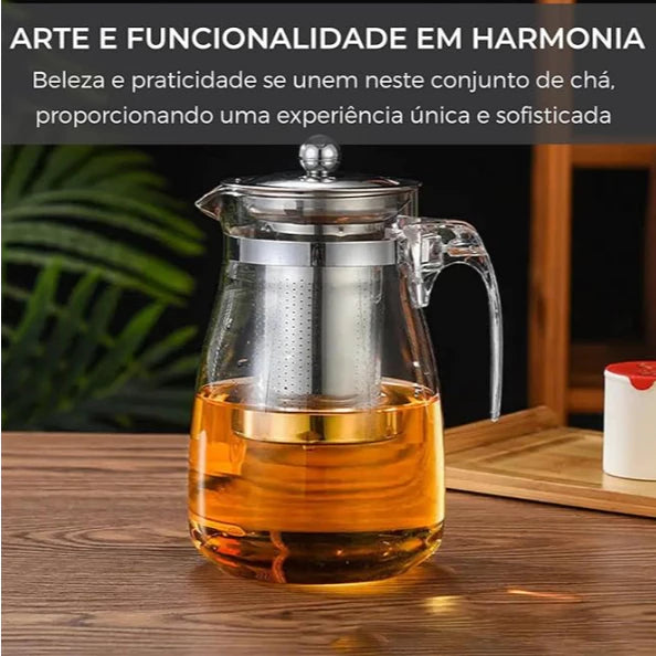 Chaleira de Vidro, Infusor Chá, Chaleira Vidro com Infusor, Infusor Chá Inox, 750ml