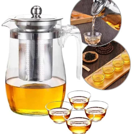 Chaleira de Vidro, Infusor Chá, Chaleira Vidro com Infusor, Infusor Chá Inox, 750ml